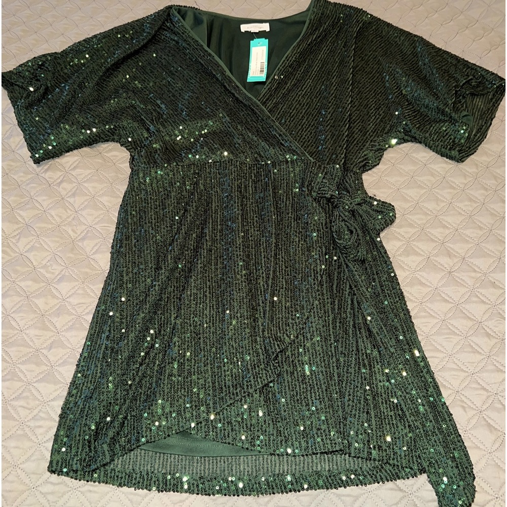 Kaileigh Remington Faux Wrap Sequin Dress